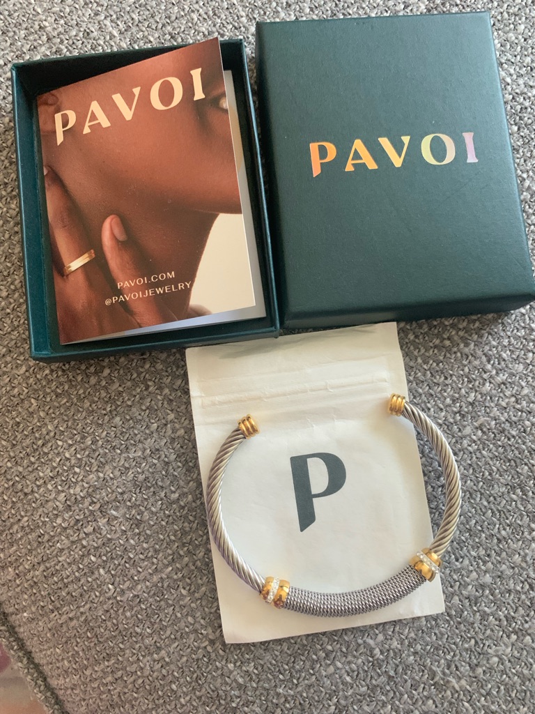 Pavoi Two-Tone Silver And Gold Cable Cuff Bracelet